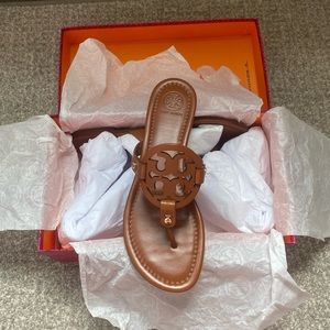 NWT Brown Leather Tory Burch Miller Sandals